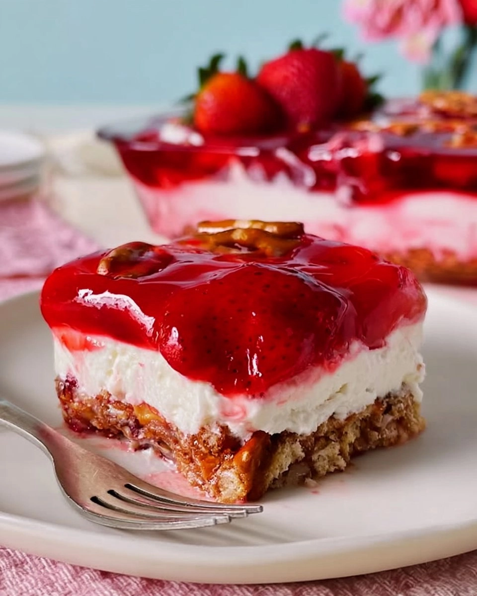 Strawberry-Pretzel-Salad-Sweet-No-Bake-Potluck-Dessert-Recipe
