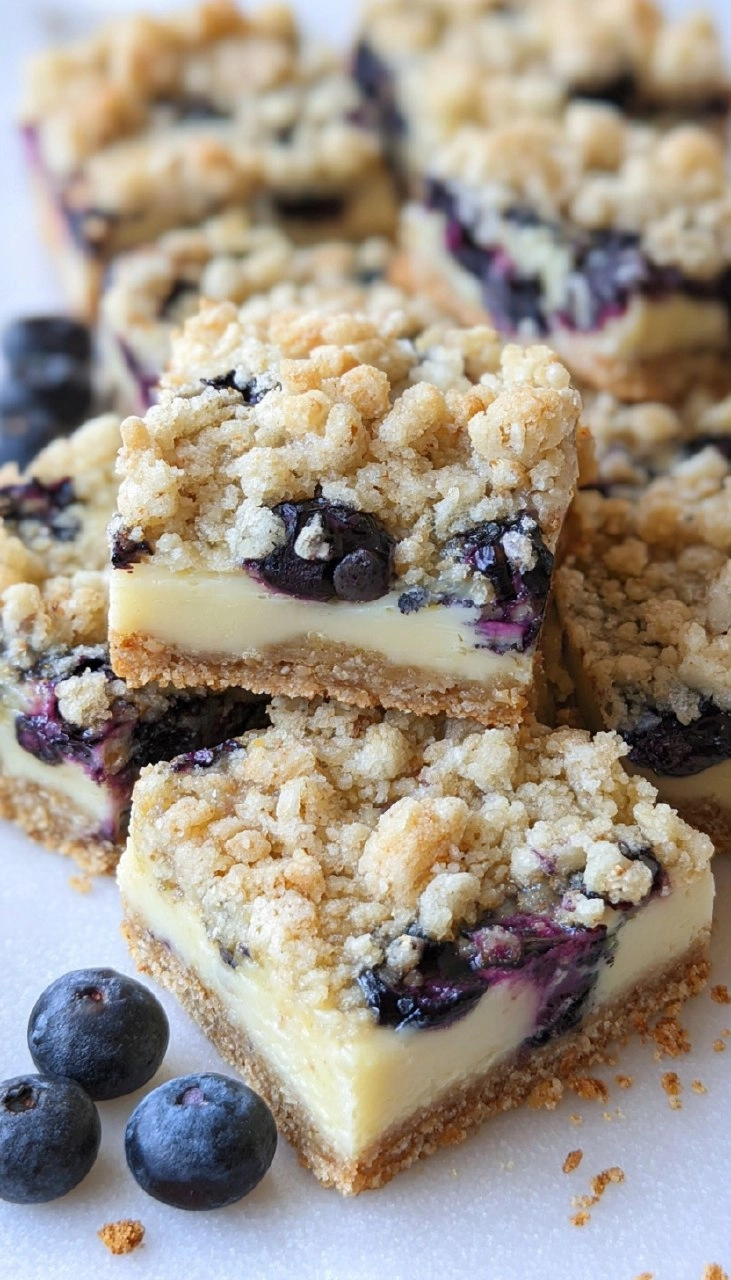 Blueberry Crumble Cheesecake Bars