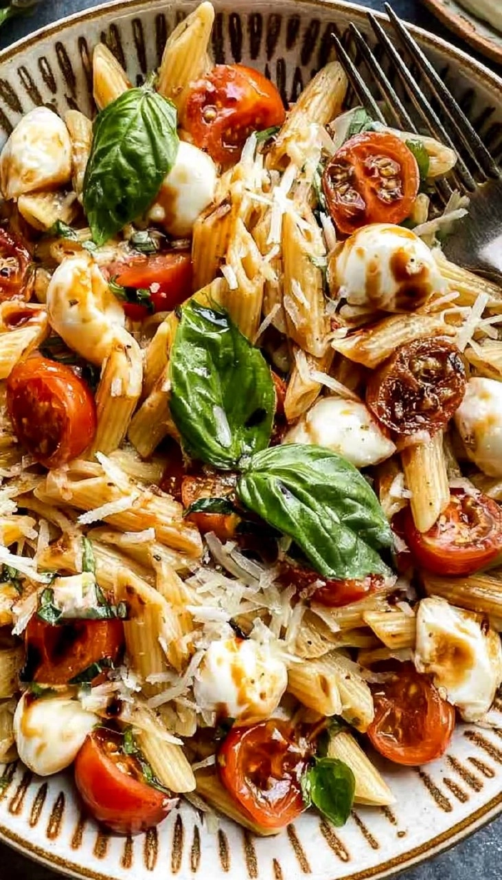 Caprese Pasta (Easy Tomato Mozzarella Pasta)
