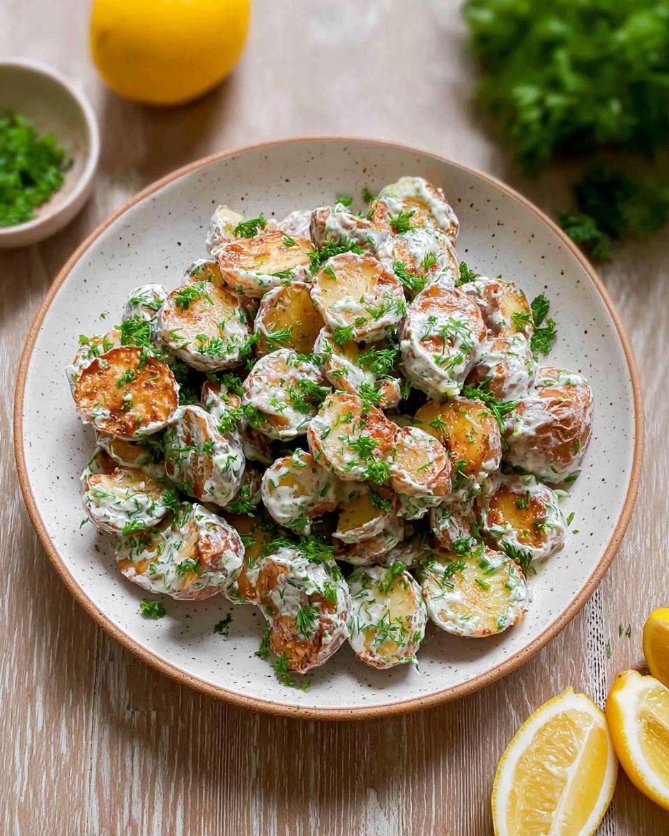 Crispy Potato Salad with Creamy Herb Yogurt Dressing