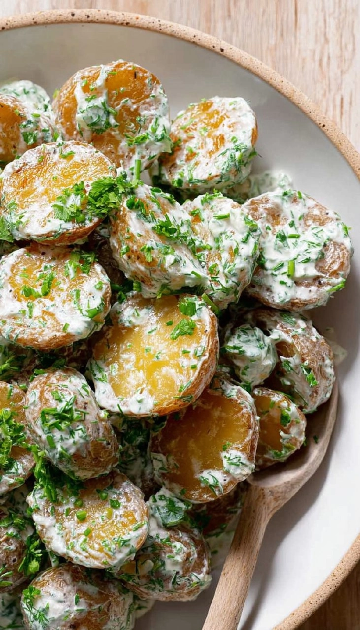 Crispy Potato Salad with Creamy Herb Yogurt Dressing