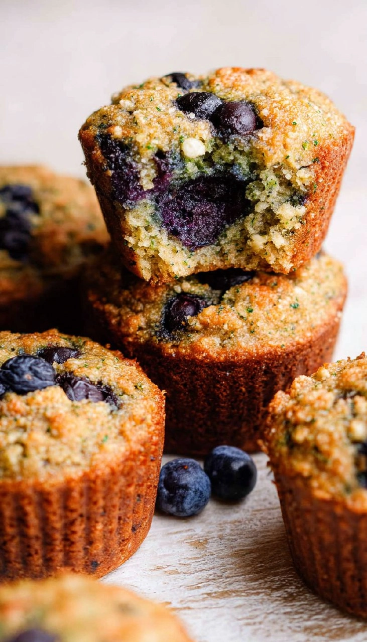 Healthy Blueberry Zucchini Muffins (Gluten Free, Paleo, Almond Flour)