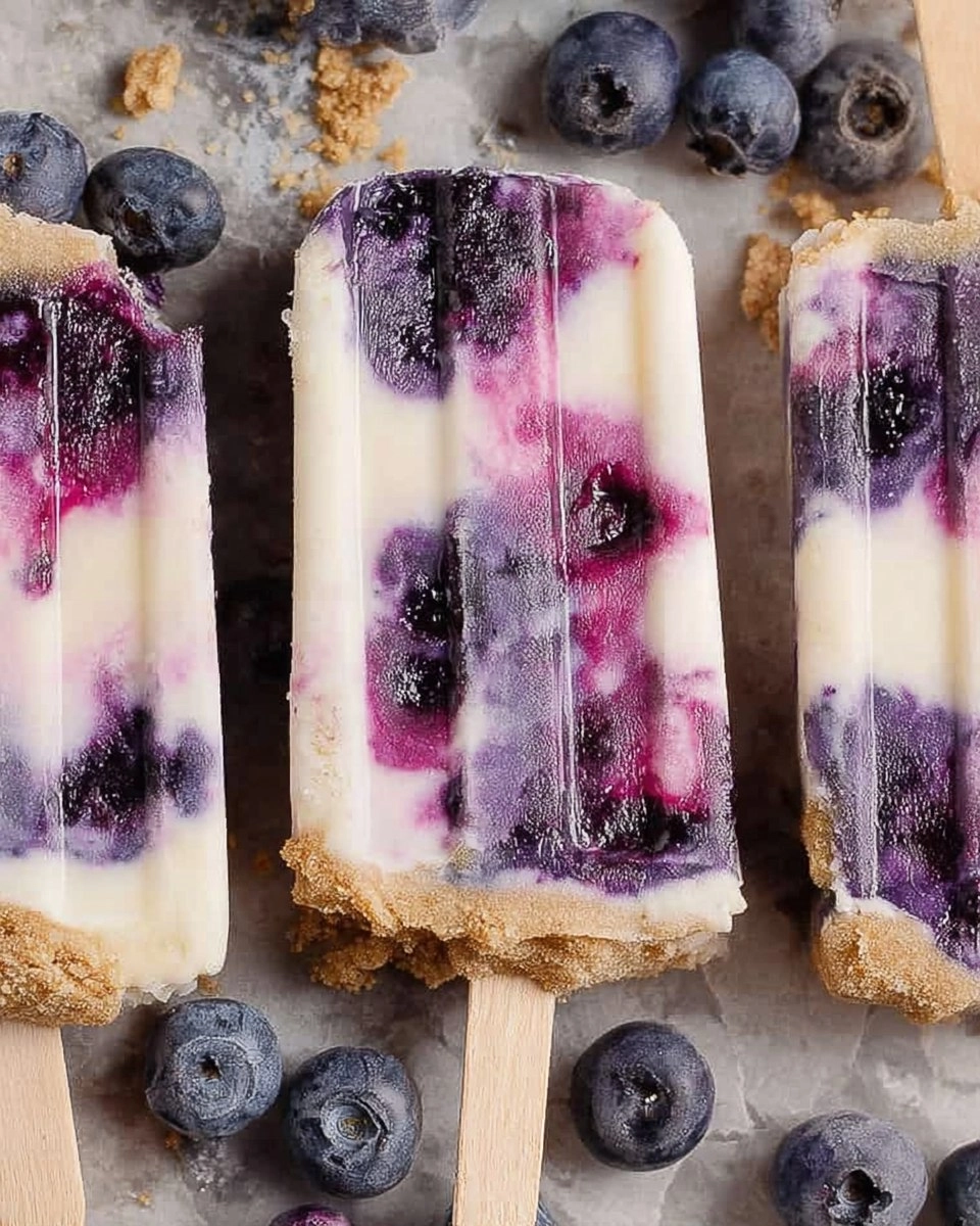 Blueberry Cheesecake Protein Popsicles