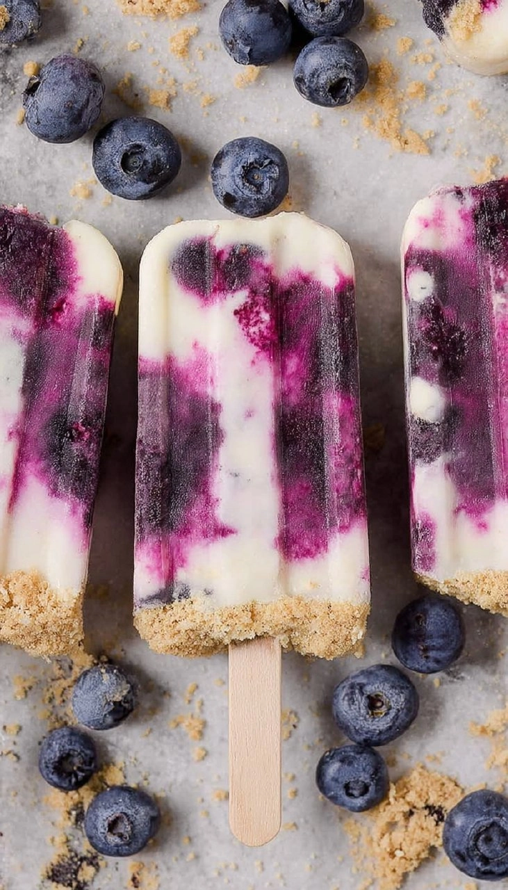 Blueberry Cheesecake Protein Popsicles