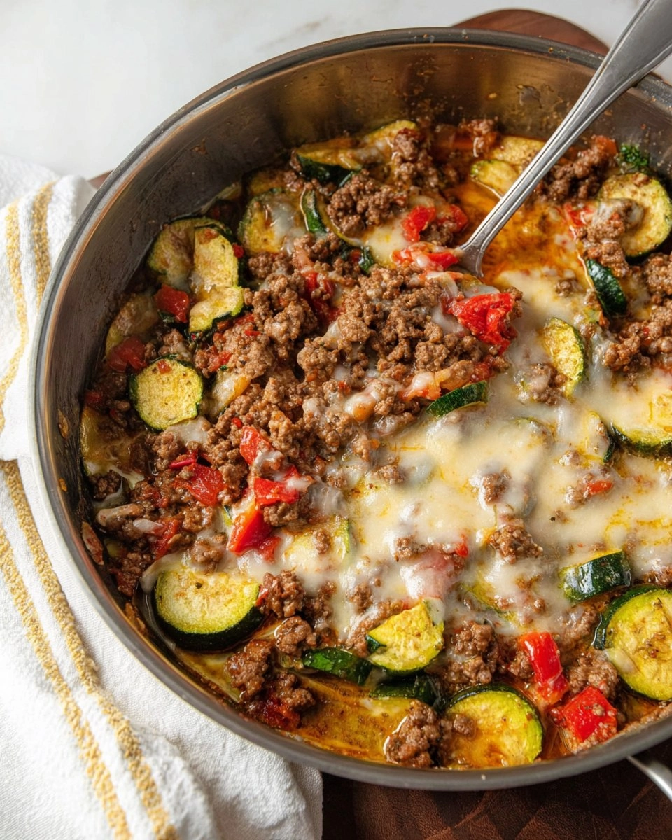 Cheesy Ground Beef Zucchini Skillet 1 Cheesy-Ground-Beef-Zucchini-Skillet-Recipe