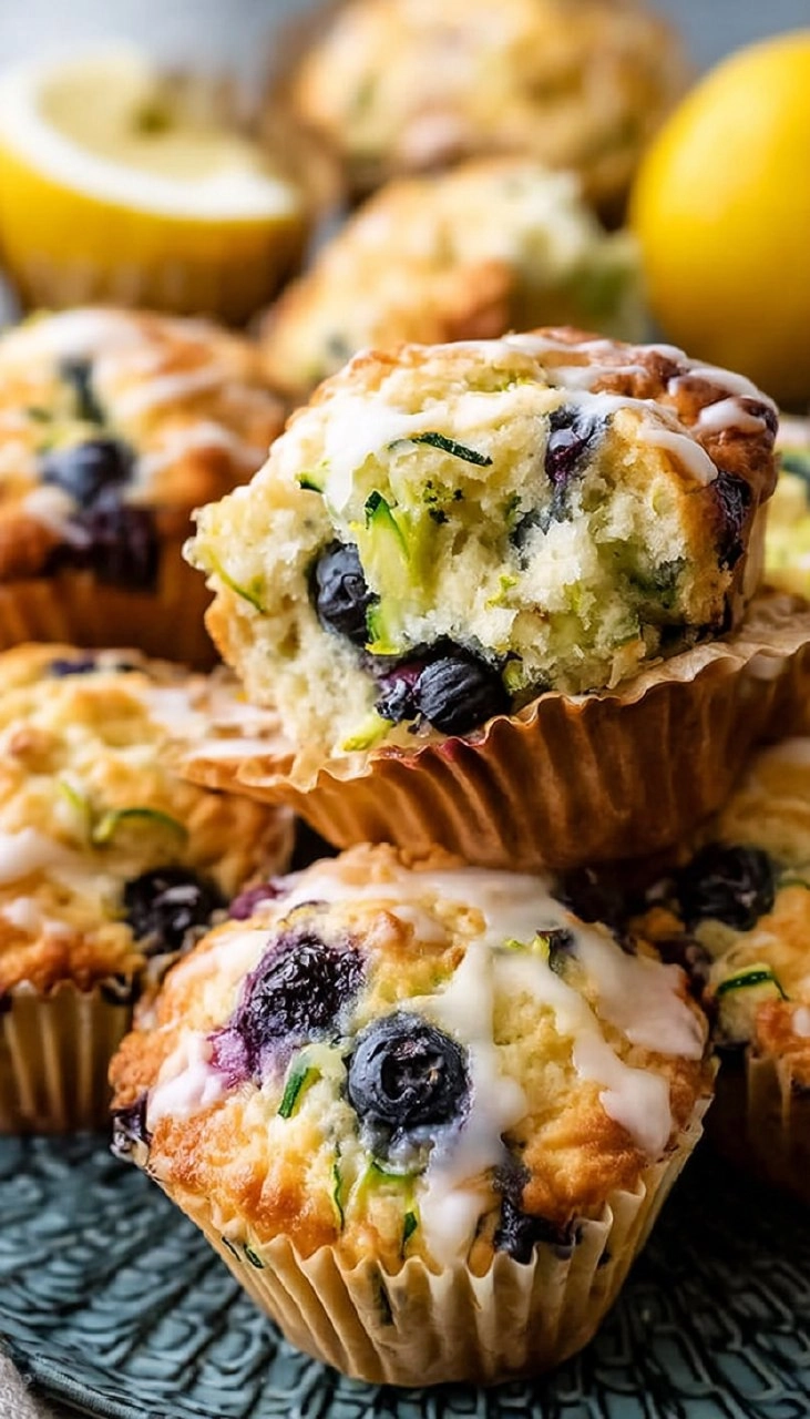 Lemon Blueberry Zucchini Muffins
