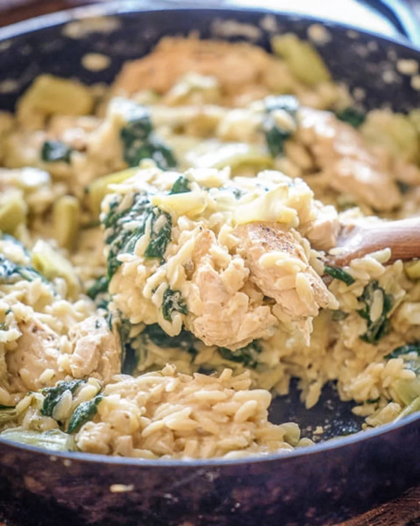 One-Pot-Spinach-Artichoke-Chicken-Orzo-Recipe