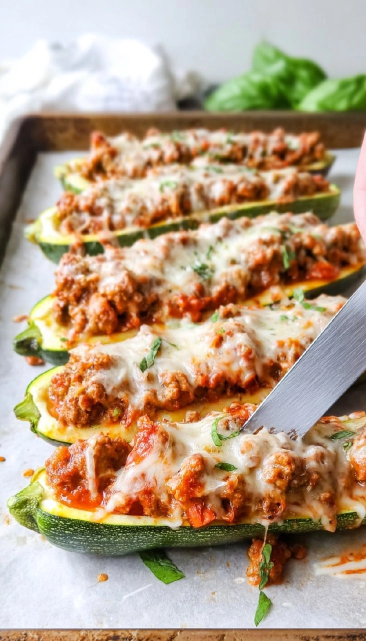 Sausage Stuffed Zucchini Boats