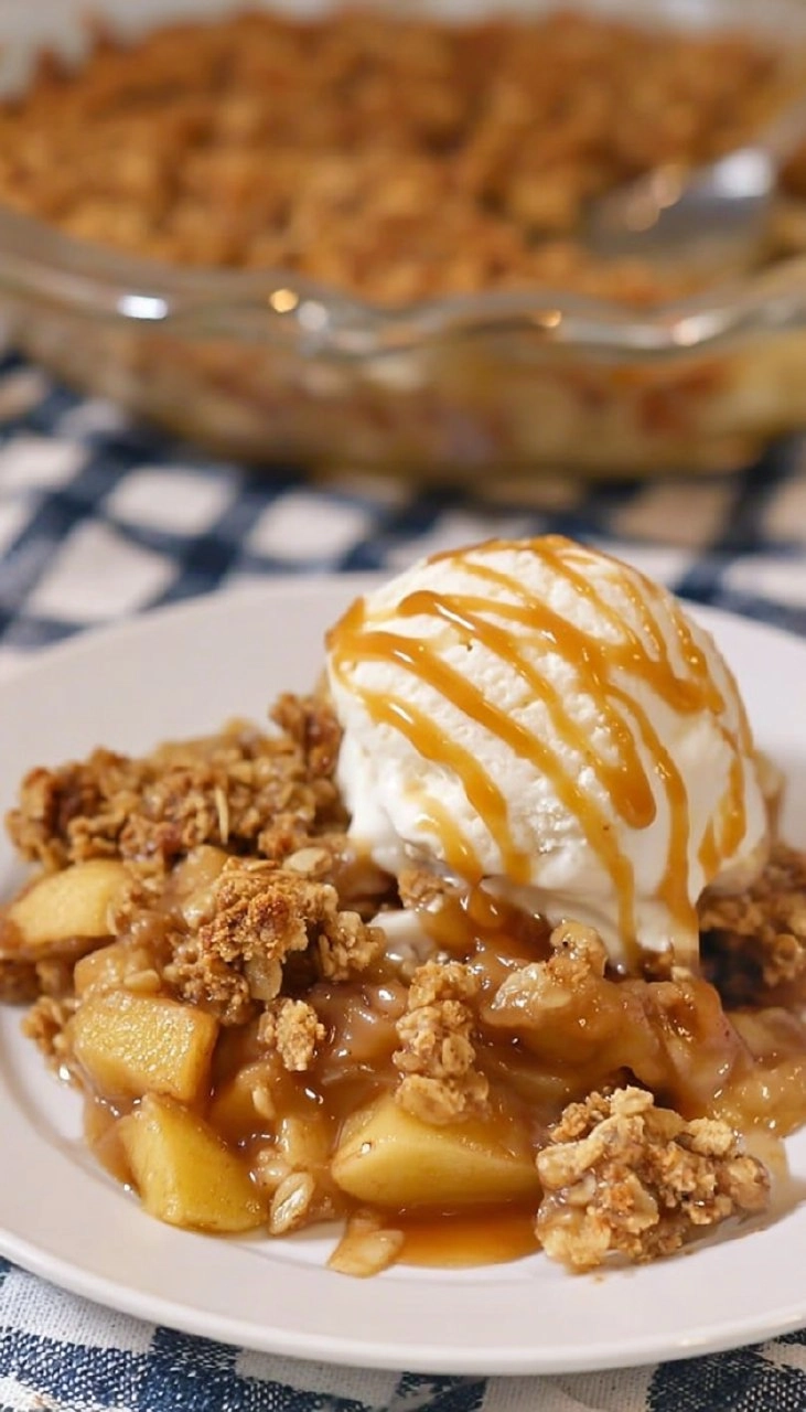 Caramel Apple Crisp with Crunchy Oat Topping