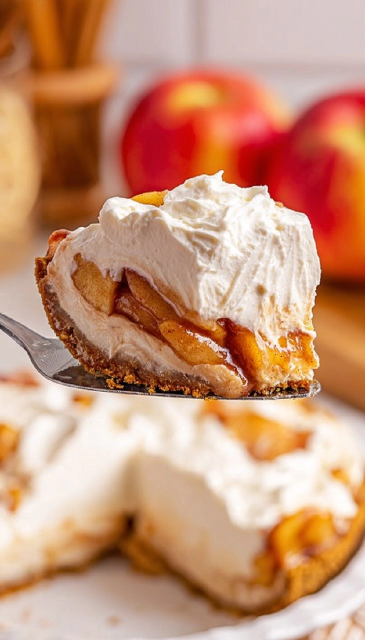 Creamy No Bake Apple Cheesecake Pie