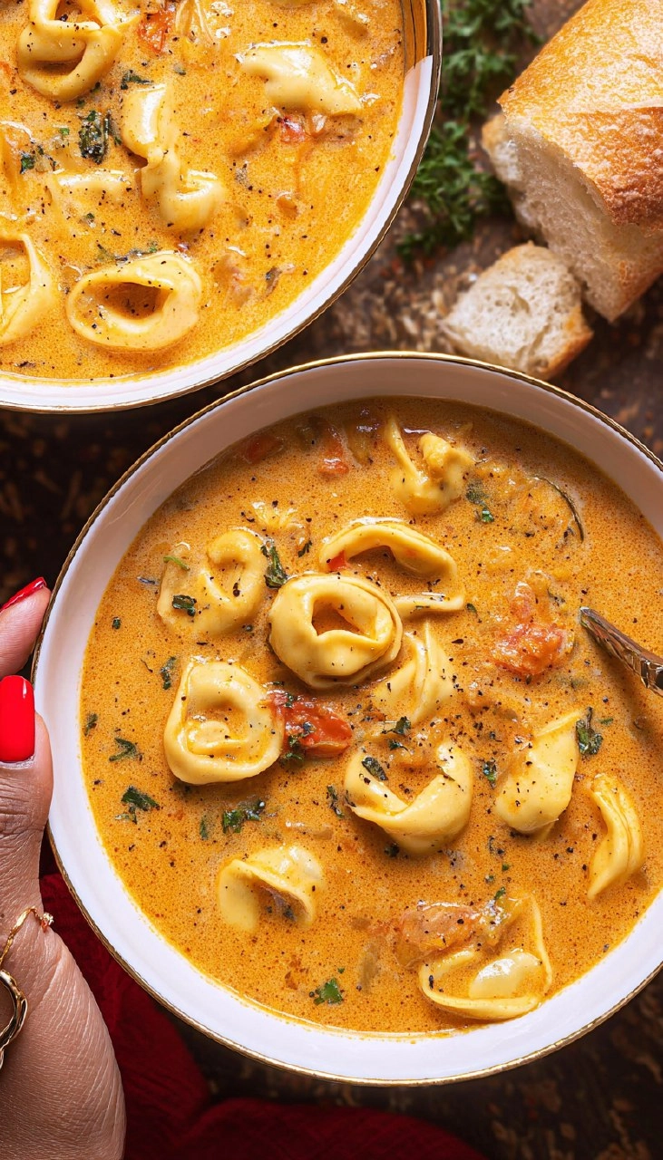 Creamy Tuscan Tortellini Soup [Easy + Comforting]