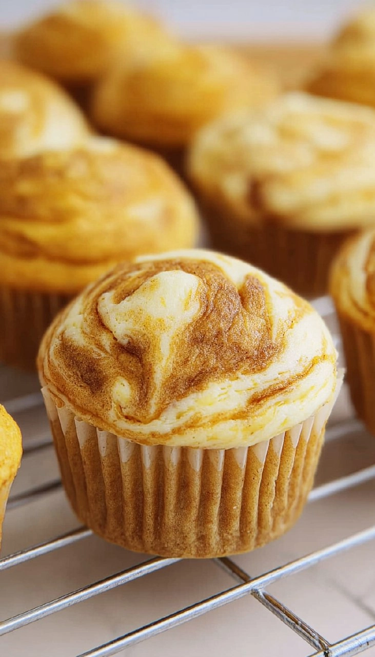 Pumpkin Muffins with Cheesecake Swirl