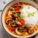 Tomato Miso Soup with Garlic Sesame Mushrooms 116 Tomato-Miso-Soup-with-Garlic-Sesame-Mushrooms-Recipe