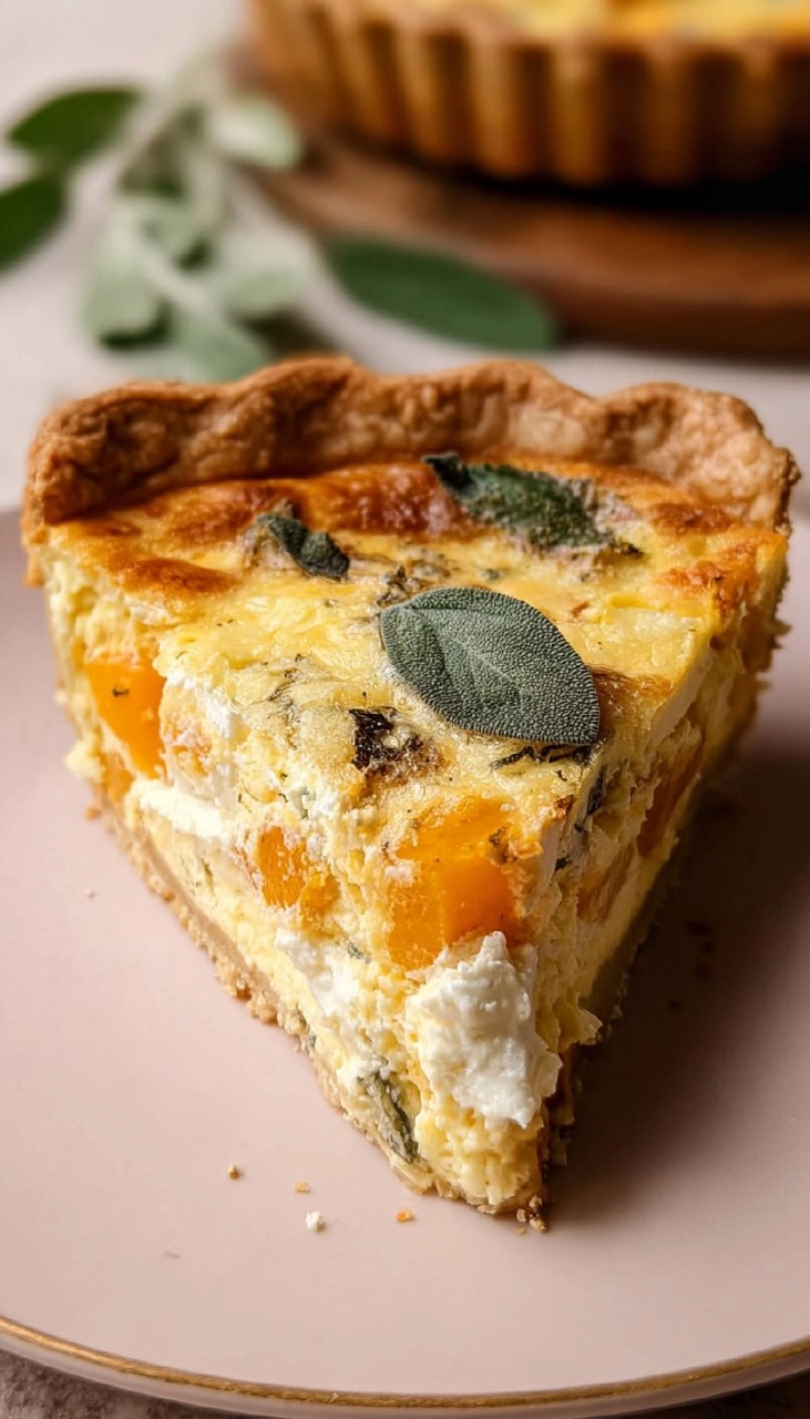 Butternut Squash Quiche with Sage and Goat Cheese