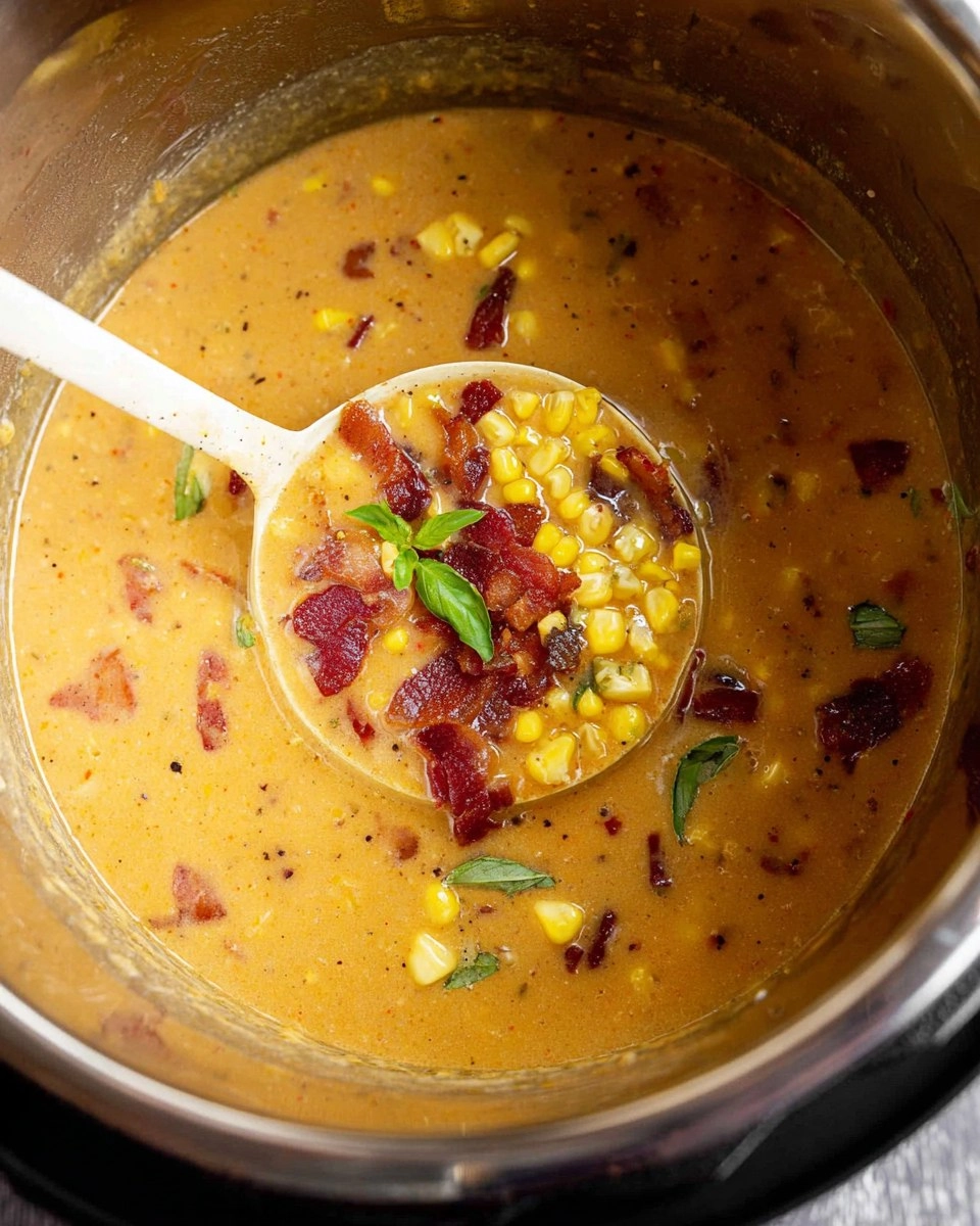 Instant Pot Corn Chowder with Bacon and Basil
