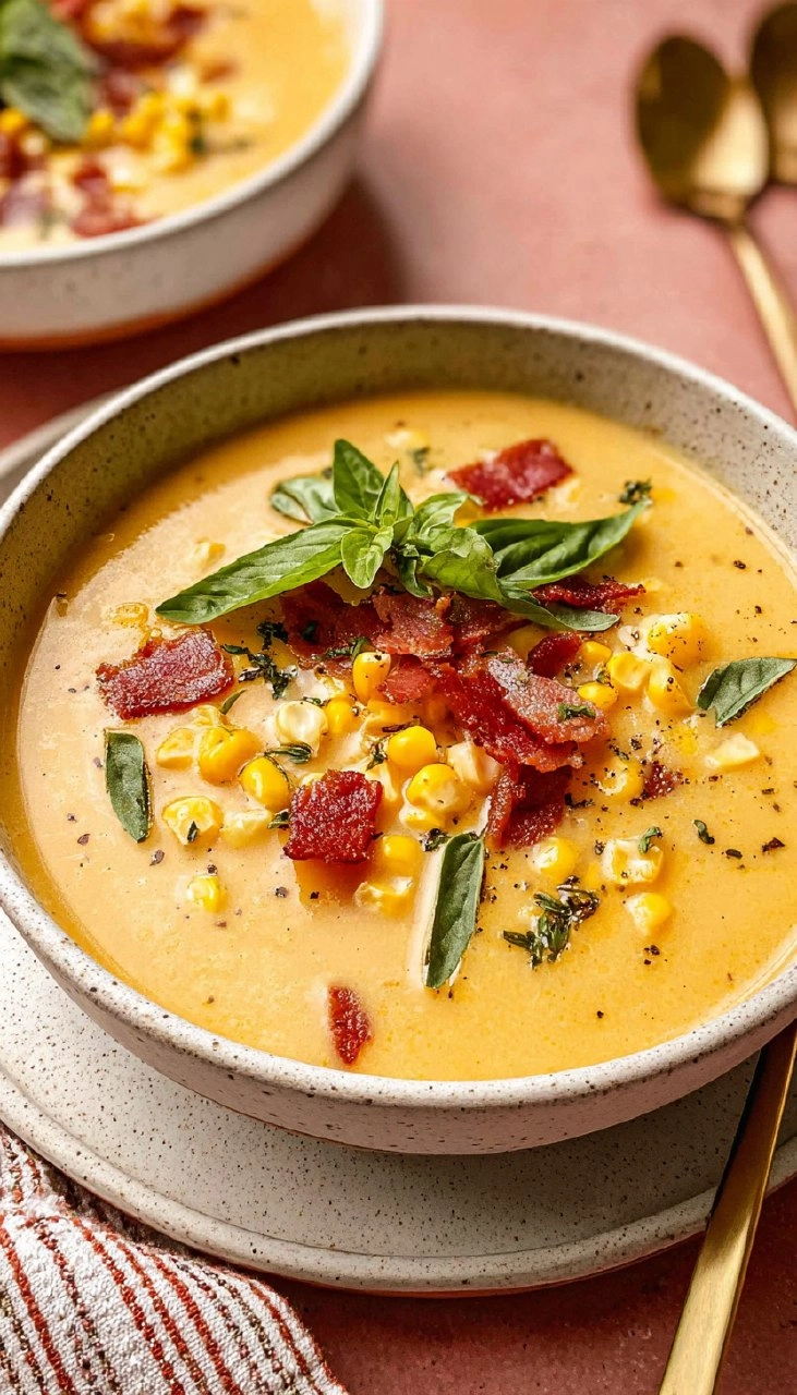 Instant Pot Corn Chowder with Bacon and Basil