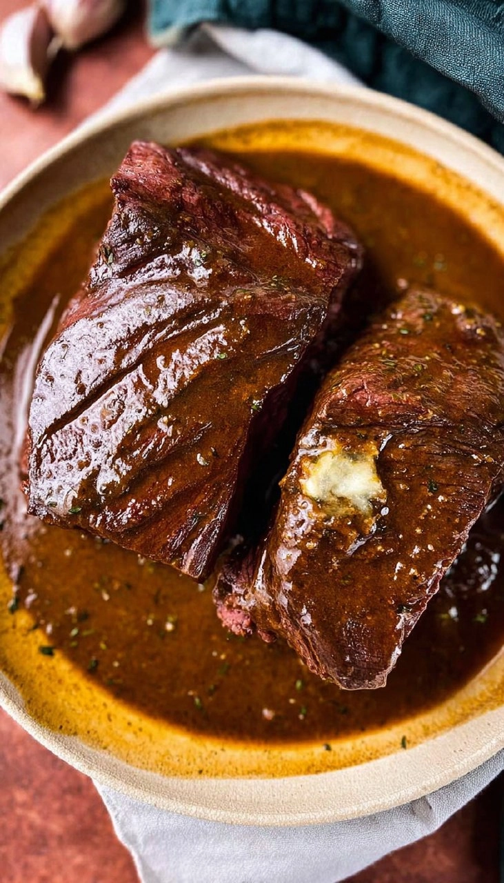 Marinated Venison Steak with Garlic Herb Butter