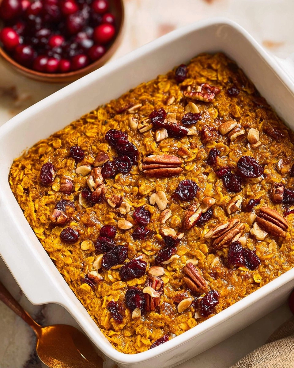 Pumpkin-Baked-Oatmeal-with-Cranberries-Pecans-Recipe